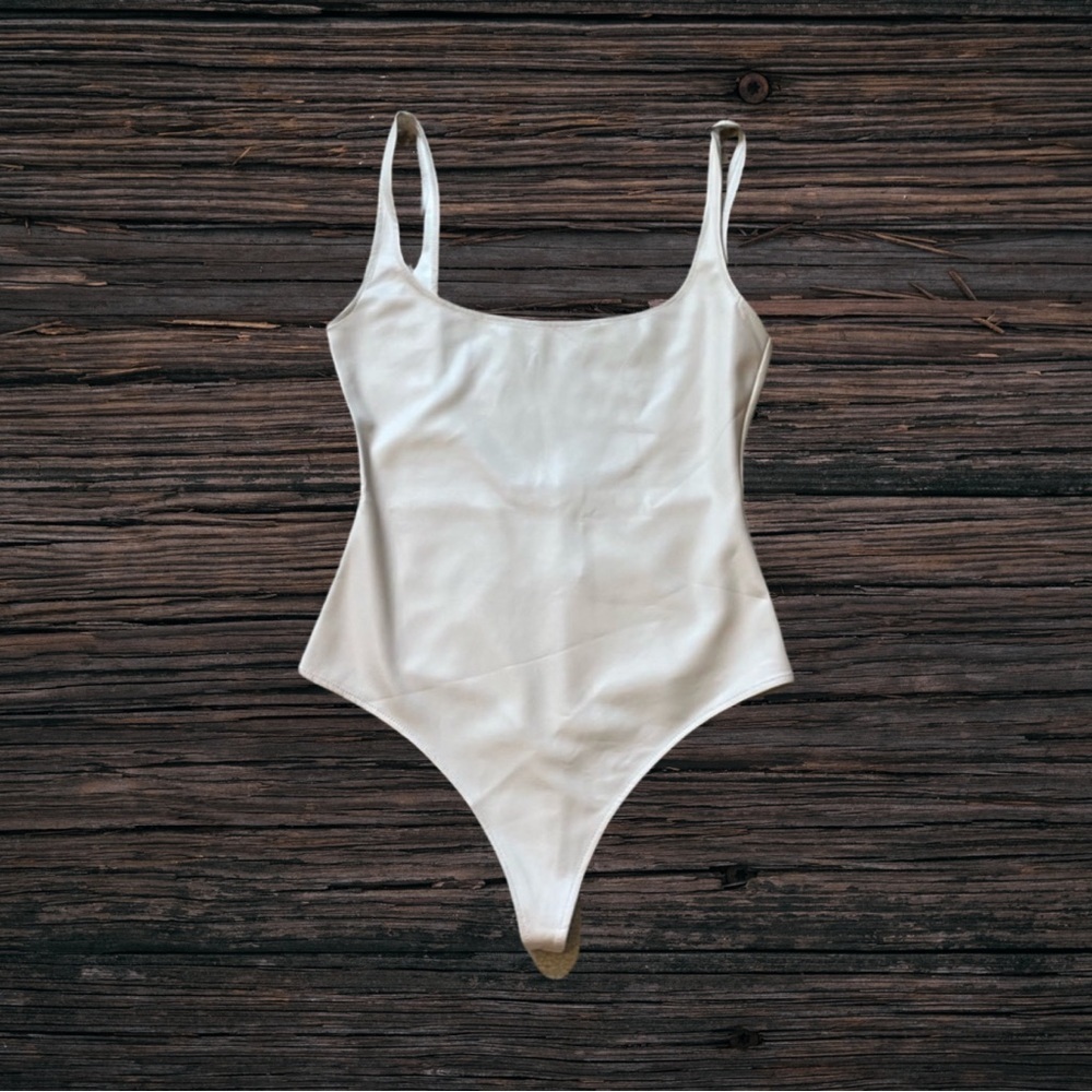 Susana Monaco Faux Leather Low Back Bodysuit NWT Size L